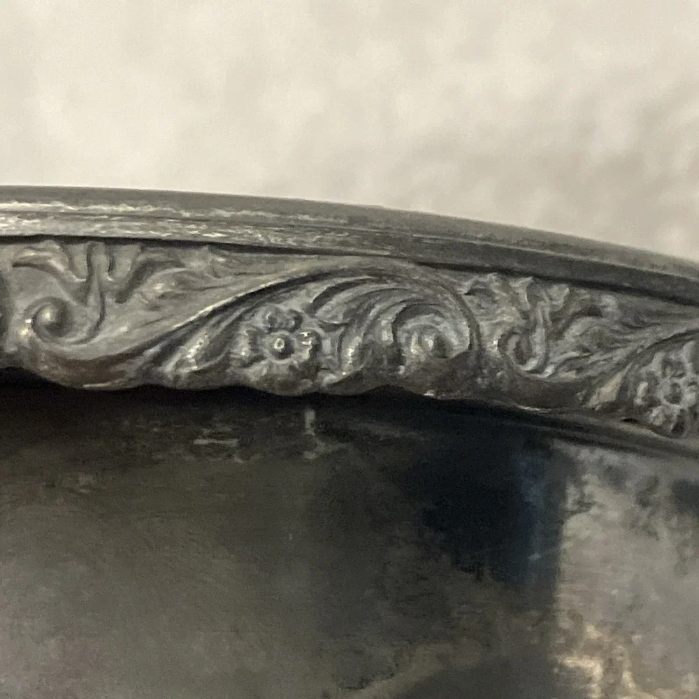 Vintage Webster Silver Plated Butter Dish Cover Handles Raised Etched Rose 645